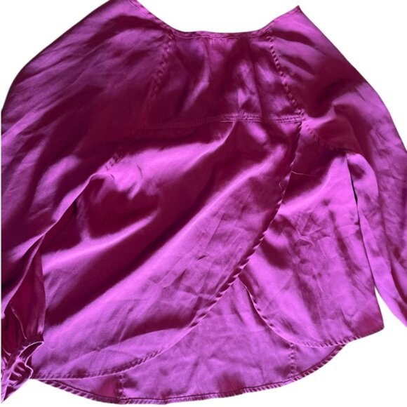 American Eagle Medium Top Purple Blouse Long Sleeve Shirt Minimalist AE Coquette - Picture 7 of 10